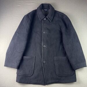 Vintage Brooks Brothers Melton 100% Wool Half Coat Mens Medium Black England